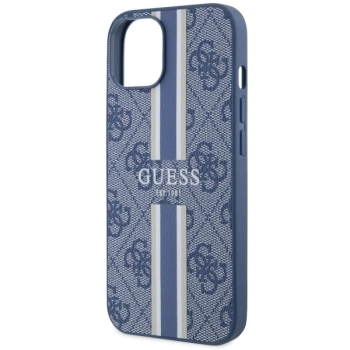 Etui Guess 4G Printed Stripes MagSafe na iPhone 14 - niebieskie