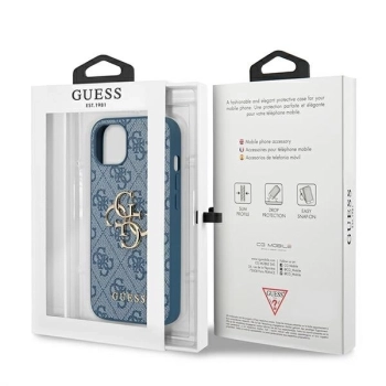 Etui Guess 4G Big Metal Logo na iPhone 13 mini - niebieskie