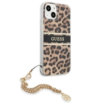 Etui Guess Gold Chain na iPhone 13 mini - brązowe cętki