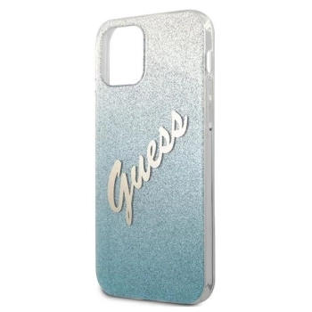 Etui Guess Glitter Gradient Script na iPhone 12 Pro Max - niebieskie