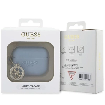 Etui Guess 3D Rubber 4G Diamond Charm na AirPods Pro 2 - niebieskie
