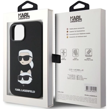 Etui Karl Lagerfeld Silicone Karl&Choupette Head na iPhone 15 - czarne