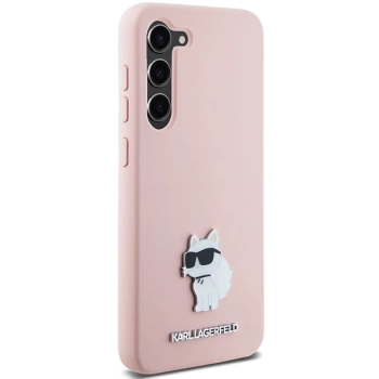 Etui Karl Lagerfeld Silicone Choupette Metal Pin na Samsung Galaxy S24+ - różowe