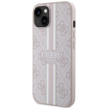 Etui Guess 4G Printed Stripes MagSafe na iPhone 14 - różowe