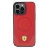 Etui Ferrari Carbon Metal Logo MagSafe na iPhone 15 Pro - czerwone