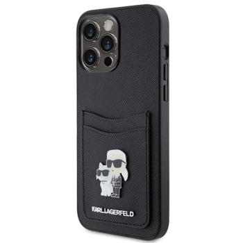 Etui Karl Lagerfeld Saffiano Cardslot KC Metal Pin do iPhone 15 Pro Max - czarne