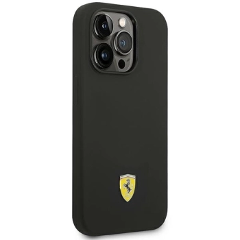 Etui Ferrari Silicone Metal Logo na iPhone 14 Pro - czarne