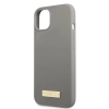Etui Guess Silicone Logo Plate MagSafe na iPhone 13 mini - szare