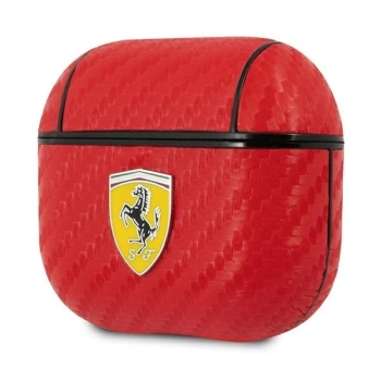 Etui Ferrari On Track PU Carbon na AirPods 3 - czerwone