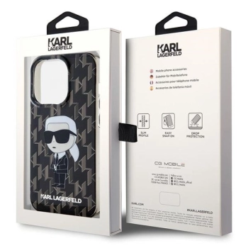Etui Karl Lagerfeld Monogram Ikonik na iPhone 15 Pro Max - czarne