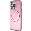 Etui Guess Ring Stand Script Glitter MagSafe na iPhone 15 Pro Max - różowe