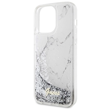 Etui Guess Liquid Glitter Marble na iPhone 14 Pro Max - białe