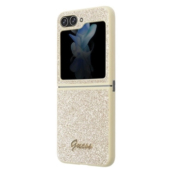 Etui Guess Glitter Script na Samsung Galaxy Z Flip 5 - złote