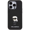 Etui Karl Lagerfeld Fixed Glitter Ikonik Logo Metal Pin do iPhone 15 Pro - czarne