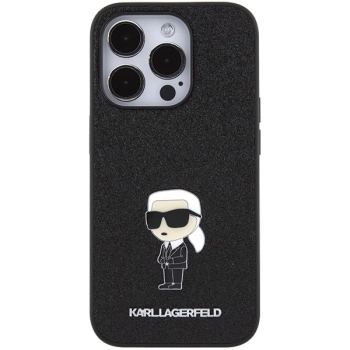 Etui Karl Lagerfeld Fixed Glitter Ikonik Logo Metal Pin do iPhone 15 Pro - czarne