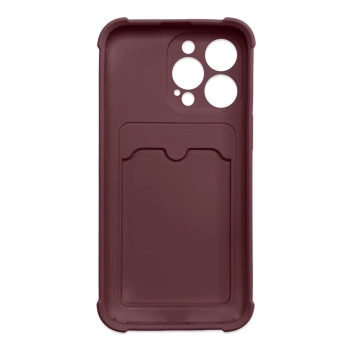Card Armor Case etui pokrowiec do iPhone 12 Pro Max portfel na kartę silikonowe pancerne etui Air Bag malinowy