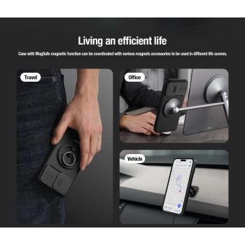 Pancerne etui Nillkin CamShield Pro Magnetic Case do iPhone 15 z osłoną na aparat - niebieskie