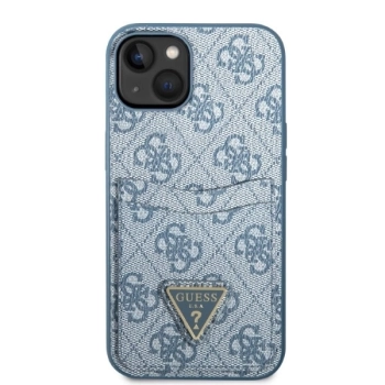 Etui Guess 4G Triangle Logo Cardslot na iPhone 13 mini - niebieskie
