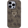Etui Guess Grip Stand 4G Triangle Strass na iPhone 15 Pro - brązowe