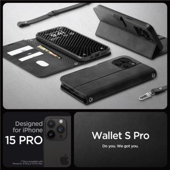 Etui Spigen Wallet S Pro na iPhone 15 Pro - czarne