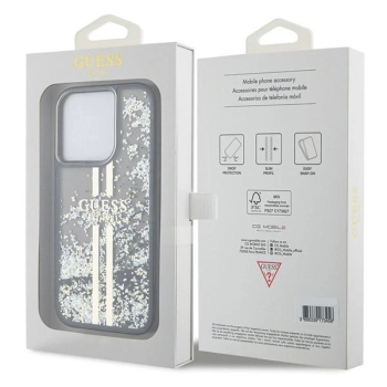 Etui Guess Liquid Glitter Gold Stripes na iPhone 15 Pro Max - czarne