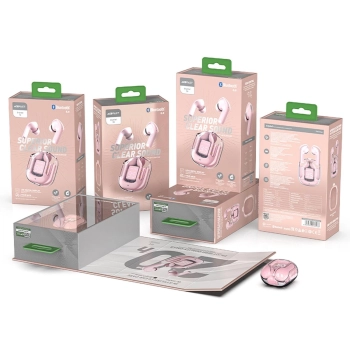 Acefast dokanałowe słuchawki bezprzewodowe TWS Bluetooth różowy (T6 pink lotus)