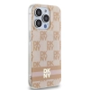 Etui DKNY IML Checkered Mono Pattern & Printed Stripes MagSafe na iPhone 15 Pro - różowe