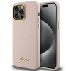 Etui Guess Silicone Script Metal Logo & Frame na iPhone 15 Pro - różowe
