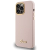 Etui Guess Silicone Script Metal Logo & Frame na iPhone 15 Pro - różowe