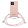Etui Guess Metal Logo Cord na iPhone 12 mini - różowe