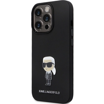 Etui Karl Lagerfeld Silicone Ikonik Metal Pin na iPhone 14 Pro - czarne