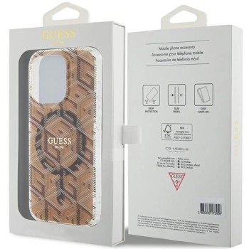 Etui Guess IML GCube MagSafe na iPhone 15 Pro - brązowe
