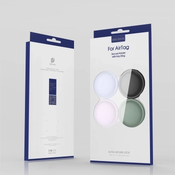 Dux Ducis zestaw 4x silikonowe etui brelok zawieszka case do lokalizatora Apple AirTag (4 kolory: czarny, zielony, różowy, niebieski)