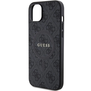 Etui Guess 4G Collection Leather Metal Logo MagSafe na iPhone 15 Plus / 14 Plus - czarne