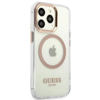Etui Guess Metal Outline MagSafe na iPhone 13 Pro / iPhone 13 - złote