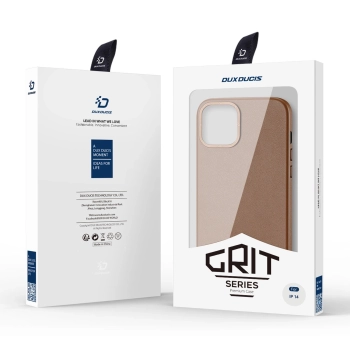 Dux Ducis Grit skórzane etui do iPhone 14 elegancki pokrowiec ze sztucznej skóry (kompatybilne z MagSafe) brązowy