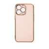 Lighting Color Case etui do iPhone 12 żelowy pokrowiec ze złotą ramką różowy