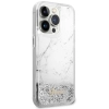 Etui Guess Liquid Glitter Marble na iPhone 14 Pro - białe