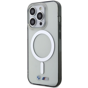 Etui BMW Silver Ring MagSafe na iPhone 15 Pro - przezroczyste