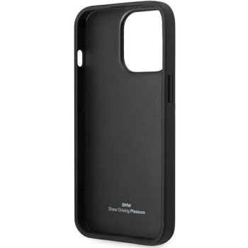 Etui BMW Leather Blue Dots na iPhone 14 Pro - czarne