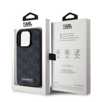 Etui Karl Lagerfeld Leather Monogram Metal Logo na iPhone 15 Pro Max - czarne