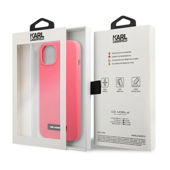 Etui Karl Lagerfeld Silicone Plaque na iPhone 13 - fuksjowy