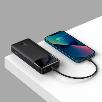 Baseus Bipow powerbank z szybkim ładowaniem 20000mAh 20W czarny (Overseas Edition) + kabel USB-A - Micro USB 0.25m czarny (PPBD050501)