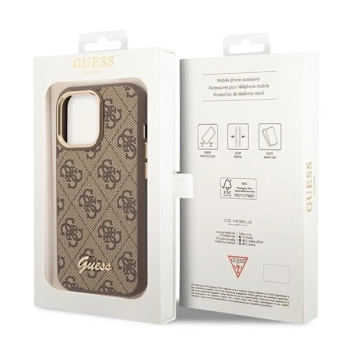 Etui Guess 4G Vintage Gold Logo na iPhone 14 Pro Max - brązowe