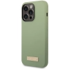 Etui Guess Silicone Logo Plate MagSafe na iPhone 14 Pro Max - zielone