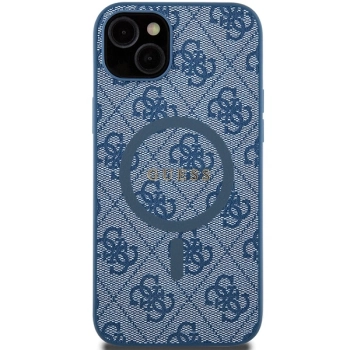 Etui Guess 4G Collection Leather Metal Logo MagSafe na iPhone 15 / 14 / 13 - niebieskie