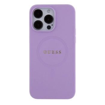 Etui Guess Saffiano MagSafe do iPhone 15 Pro Max - fioletowe