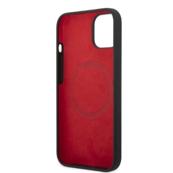 Etui Ferrari Silicone Metal Logo Magsafe na iPhone 14 - czarne