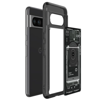 Etui Spigen Ultra Hybrid na Google Pixel 8 Pro - ciemnoszare (wzór Zero One)