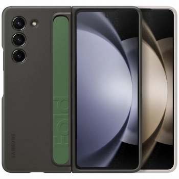 Etui silikonowe do Samsung Galaxy Z Fold 5 z podstawką i paskiem - czarne